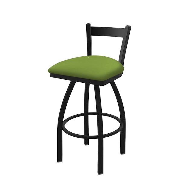 25" Low Back Swivel Counter Stool, Black Wrinkle, Canter Kiwi Green Seat